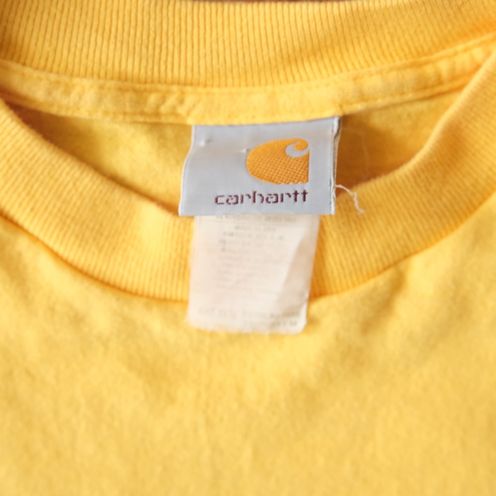 Carhartt Pocket T-Shirt Mens Yellow Short Sleeve Workwear Skater Large K87 - Picture 3 of 8